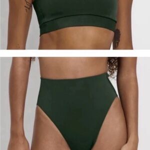 LEFT ON FRIDAY Double Scoop Top & Hi Hi Bottom in Palm Green Size XL